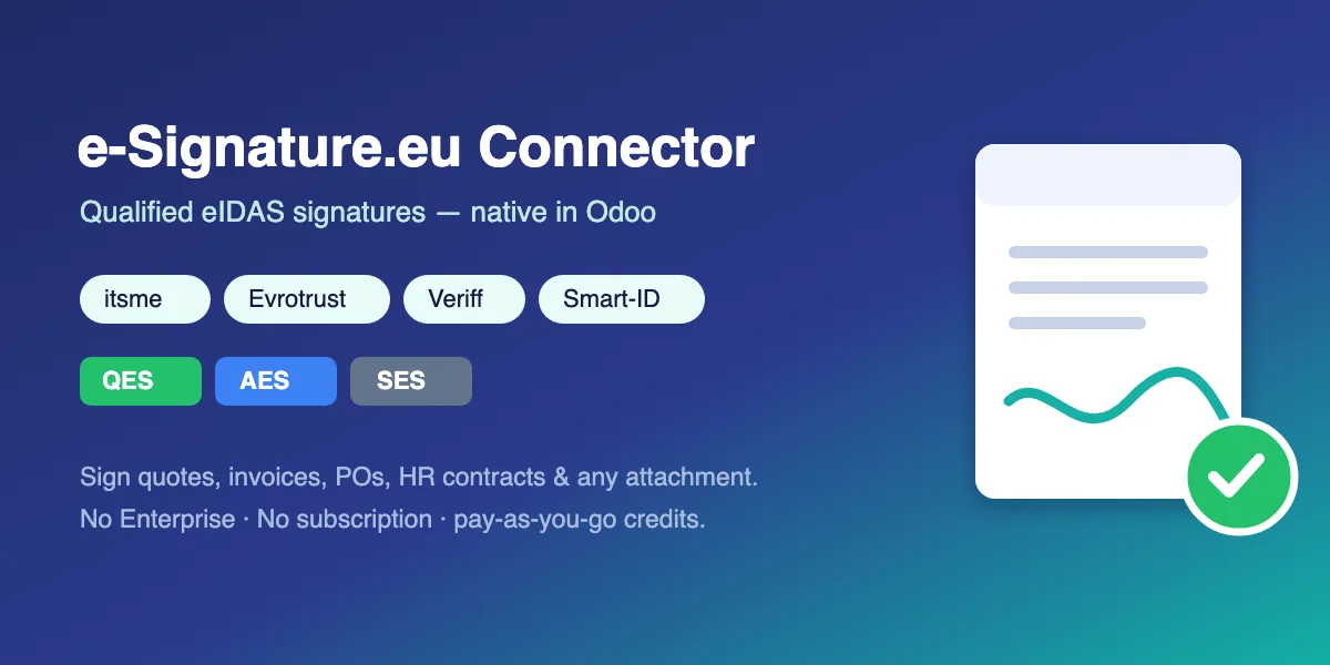Firma electrónica cualificada eIDAS (QES) desde Odoo con e-Signature.eu