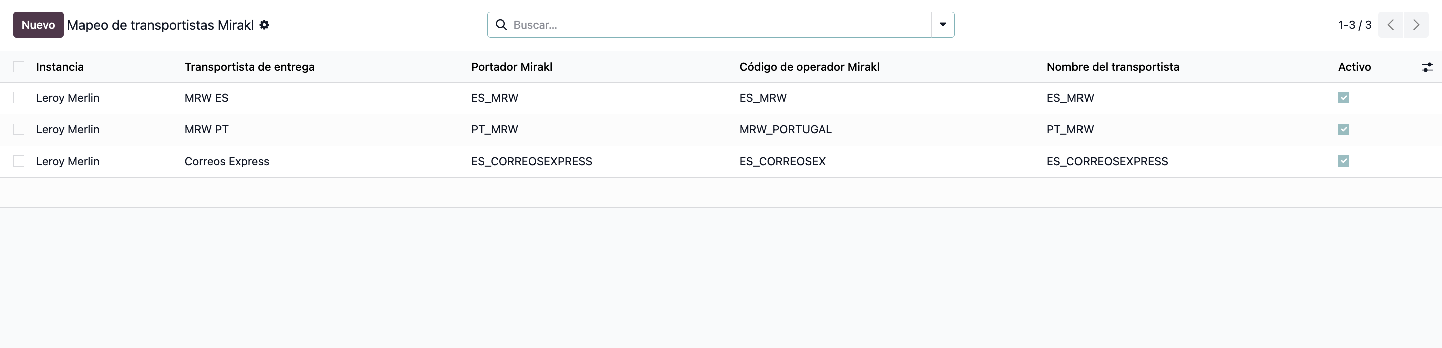 Mapeo de transportistas del perfil Superdrug en Odoo