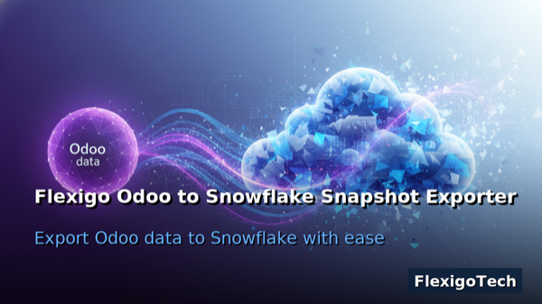Portada del módulo Flexigo Odoo to Snowflake Snapshot Exporter para Odoo