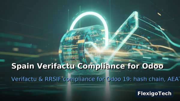 Portada del módulo VeriFactu España — AEAT RRSIF Compliance (Odoo 19) para Odoo