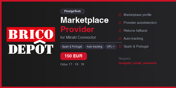 Portada del módulo Flexigobe Mirakl Provider - Brico Depot para Odoo