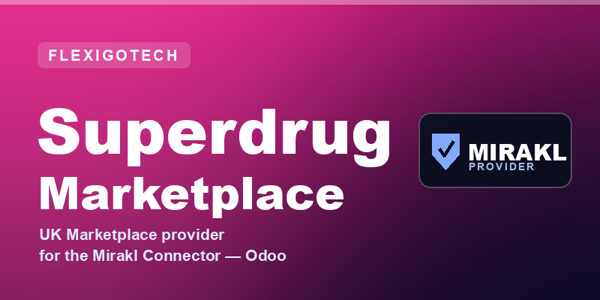 Portada del módulo Flexigobe Mirakl Provider - Superdrug Marketplace para Odoo