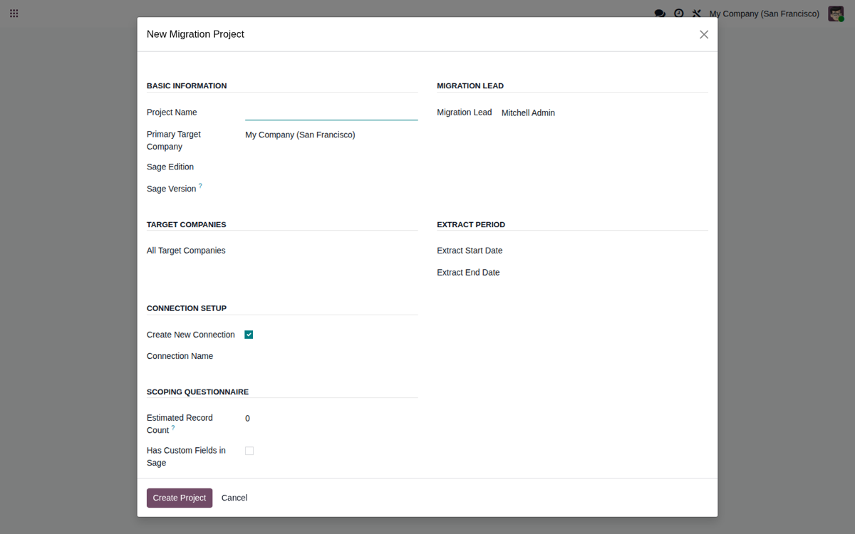 Flexigo Sage to Odoo 19 Migration Bundle — Asistente de proyecto guiado
