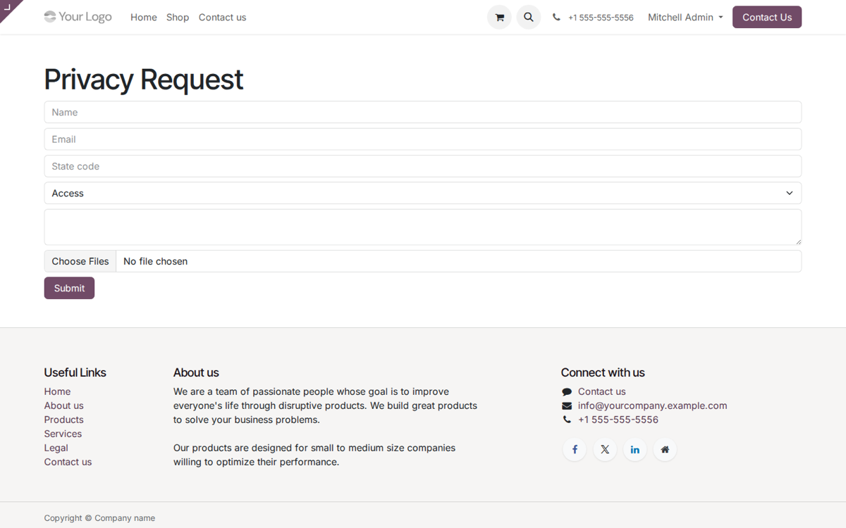US State Privacy Request Tracker — Portal de solicitud