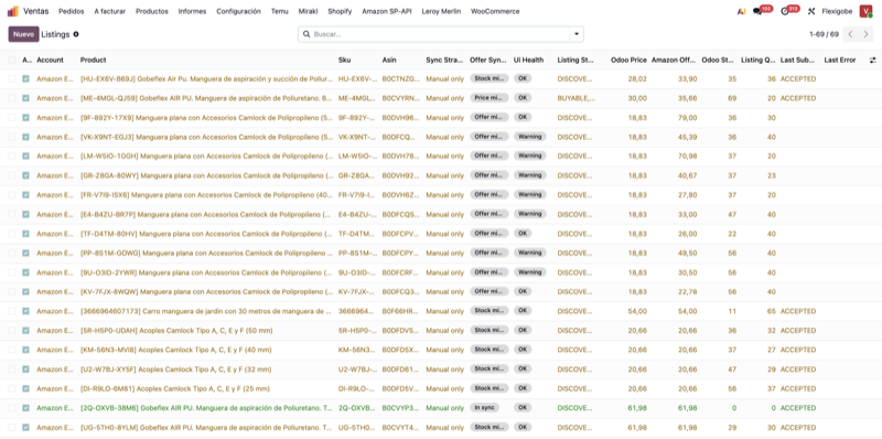 Amazon Tracking Connector for Odoo — Estado de tus listings