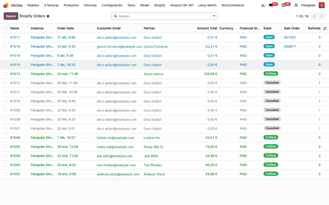 Conector Shopify Odoo