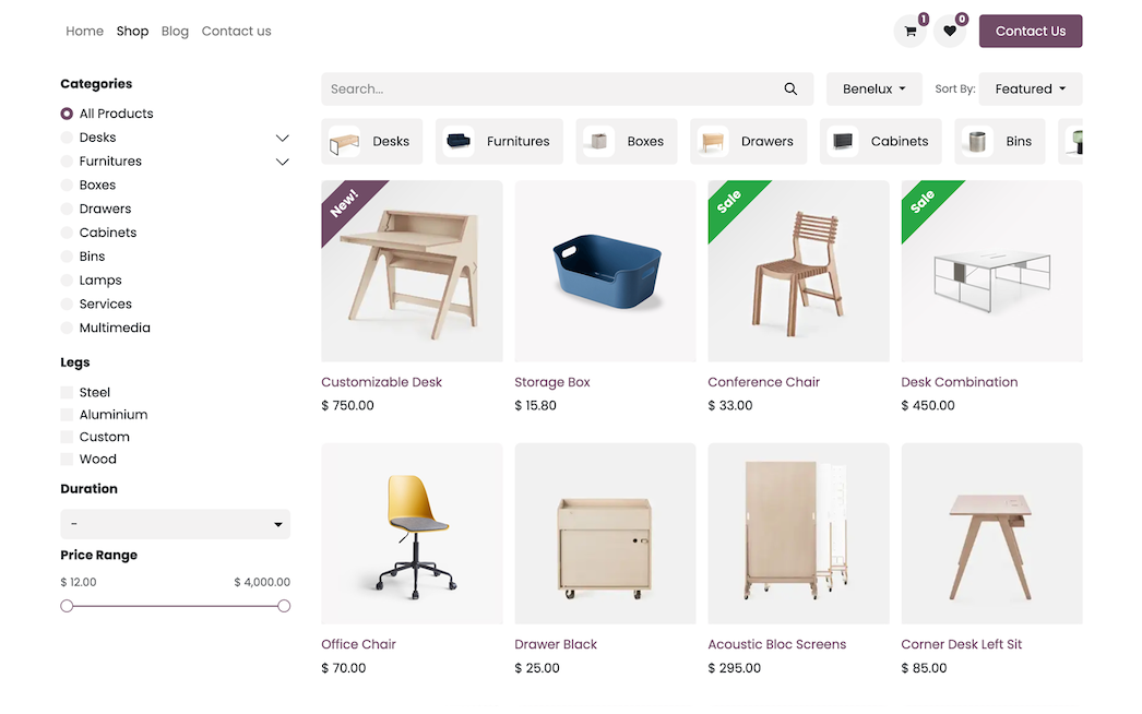 Catálogo de productos en Odoo 19